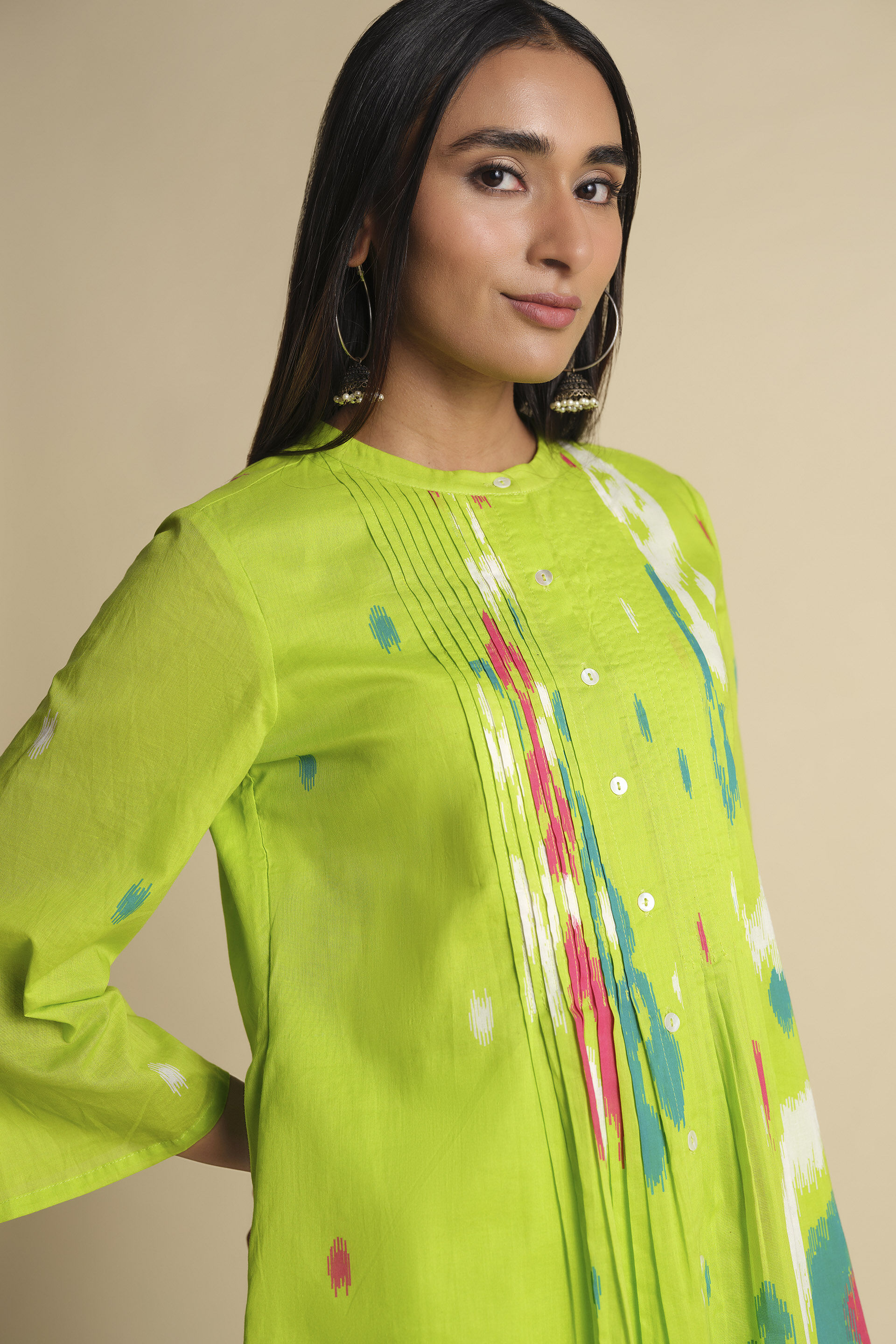 Satrangi Tunic, Lime, image 3